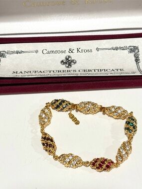 Vintage Camrose & Kross Jacqueline Kennedy JBK royal egg bracelet Swarovski